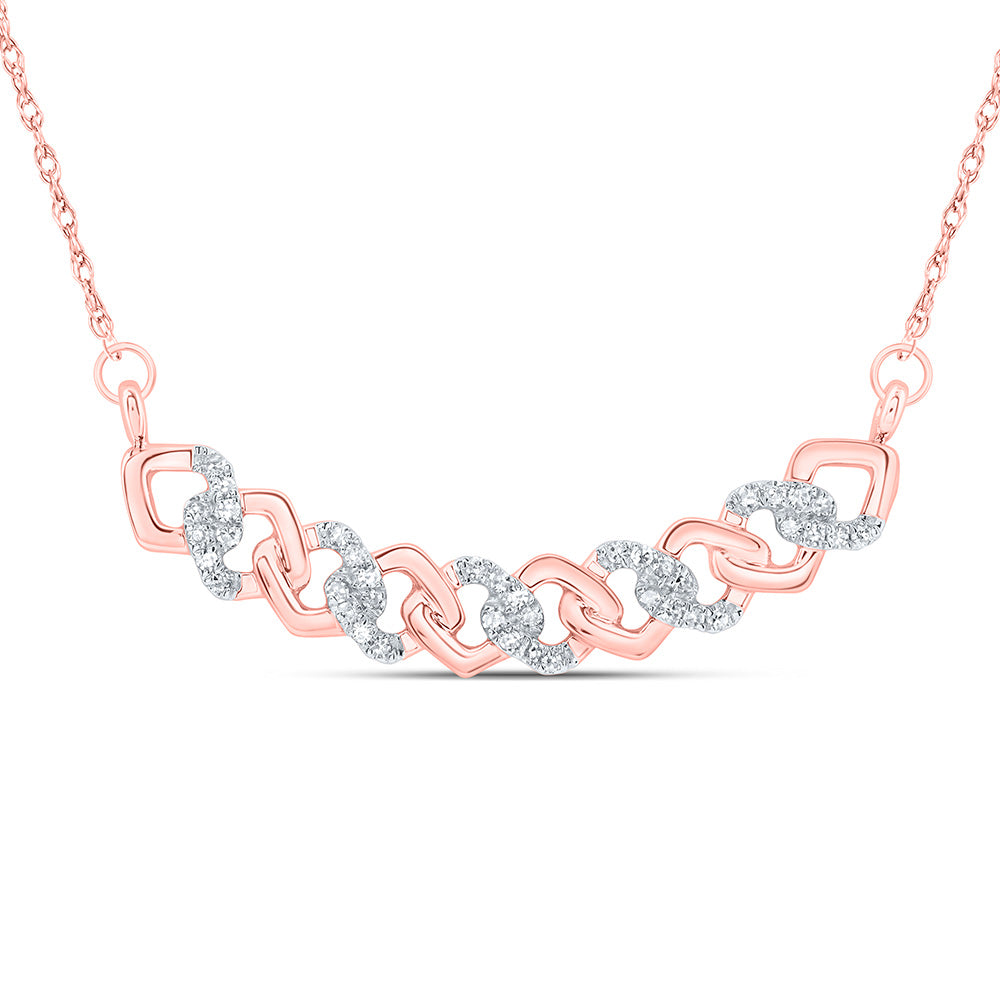 10kt Rose Gold 1/6 Cttw Natural Diamond 10.4mm Cuban Necklace, Length: 18 Inch