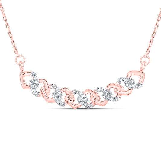 10kt Rose Gold 1/6 Cttw Natural Diamond 10.4mm Cuban Necklace, Length: 18 Inch