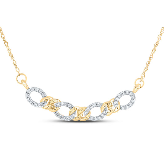 10kt Yellow Gold 1/6 Cttw Natural Diamond 9.20mm Cuban Necklace, Length: 18 Inch