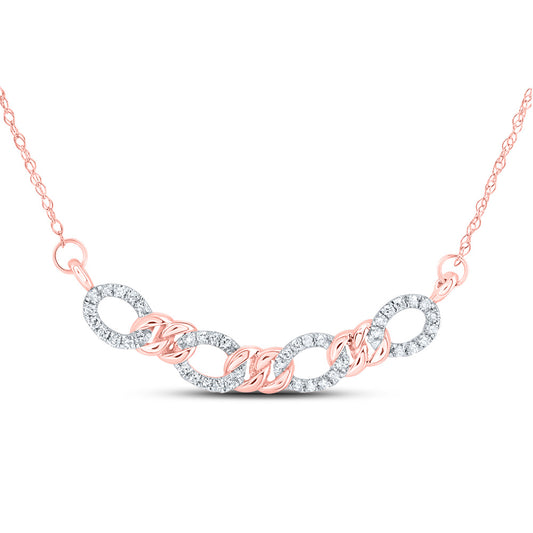 10kt Rose Gold 1/6 Cttw Natural Diamond 9.20mm Cuban Necklace, Length: 18 Inch