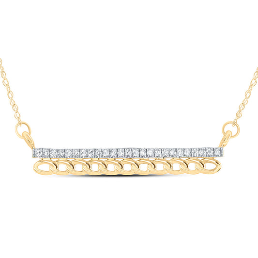 10kt Yellow Gold 1/8 Cttw Natural Diamond 3.40mm Cuban Necklace, Length: 18 Inch