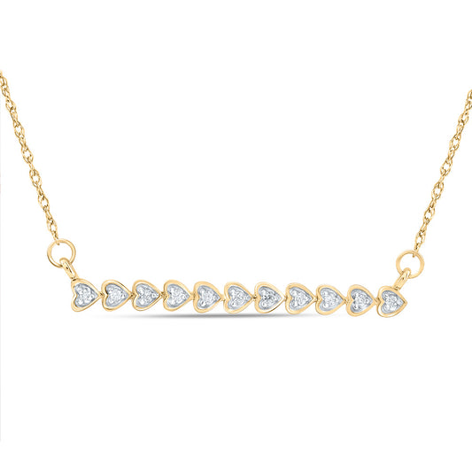 10kt Yellow Gold 1/12 Cttw Natural Diamond 2.90mm Heart Necklace, Length: 18 Inch