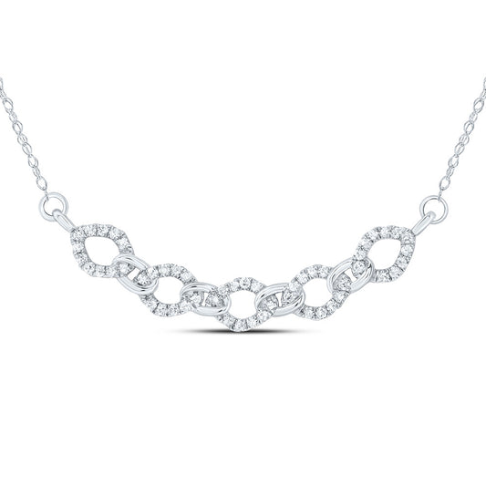 10kt White Gold 1/4 Cttw Natural Diamond 9.60mm Cuban Necklace, Length: 18 Inch