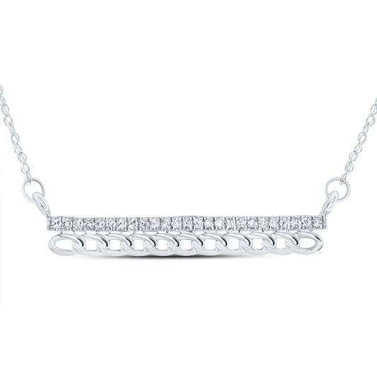 10kt White Gold 1/8 Cttw Natural Diamond 3.40mm Cuban Necklace, Length: 18 Inch