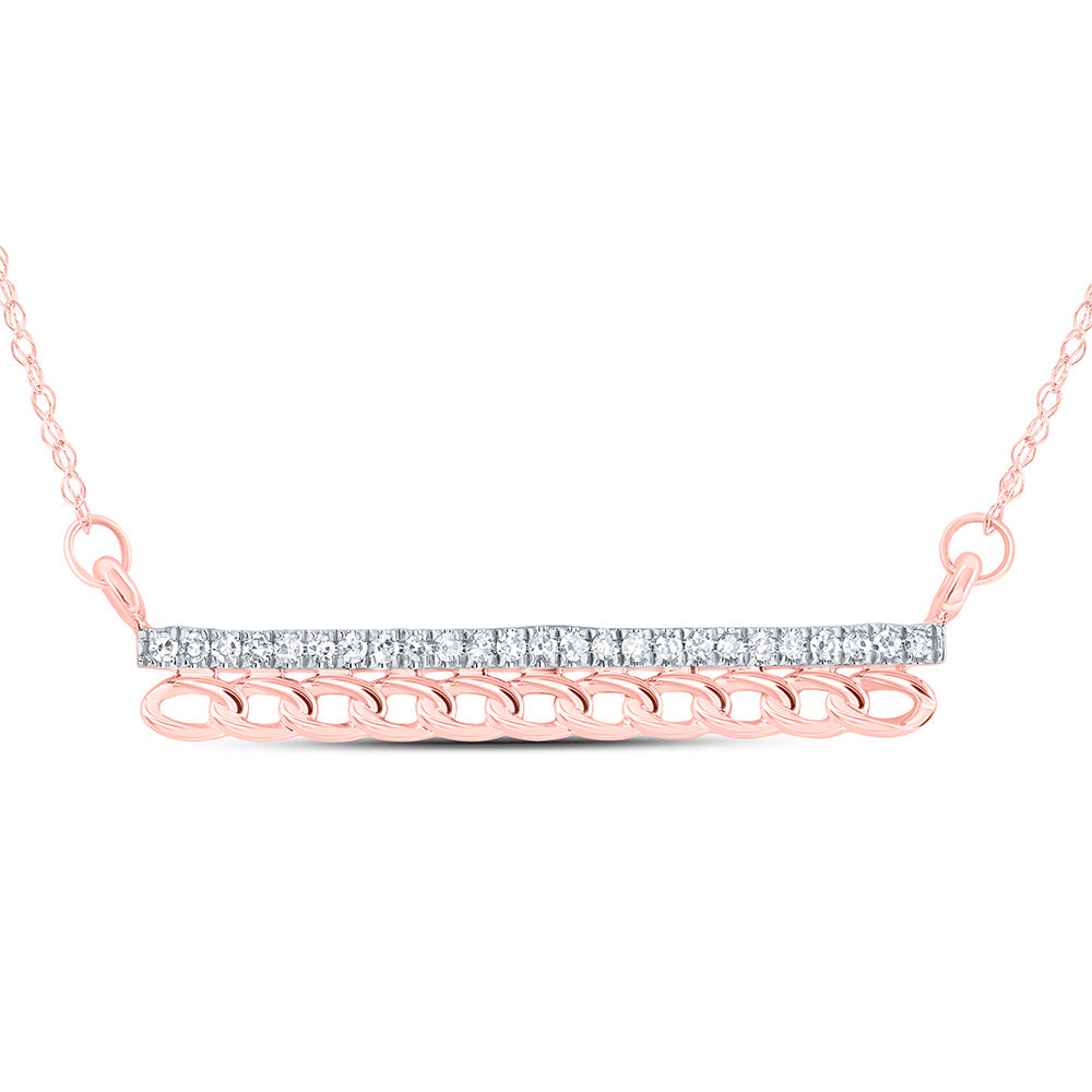 10kt Rose Gold 1/8 Cttw Natural Diamond 3.40mm Cuban Necklace, Length: 18 Inch