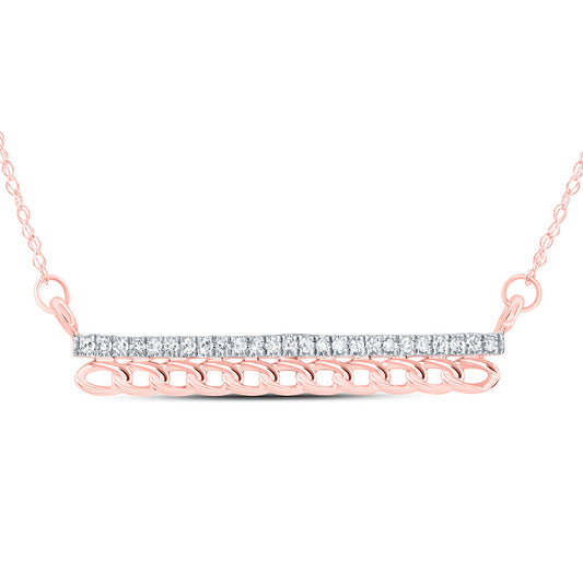 10kt Rose Gold 1/8 Cttw Natural Diamond 3.40mm Cuban Necklace, Length: 18 Inch