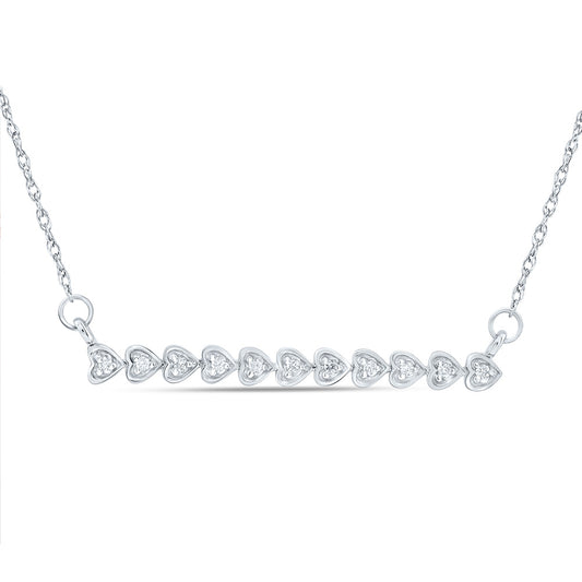 10kt White Gold 1/12 Cttw Natural Diamond 2.90mm Heart Necklace, Length: 18 Inch