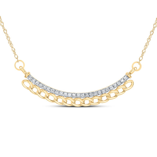 10kt Yellow Gold 1/8 Cttw Natural Diamond 9.40mm Cuban Necklace, Length: 18 Inch