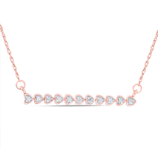 10kt Rose Gold 1/12 Cttw Natural Diamond 2.90mm Heart Necklace, Length: 18 Inch