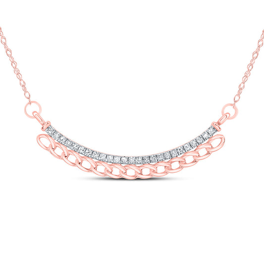 10kt Rose Gold 1/8 Cttw Natural Diamond 9.40mm Cuban Necklace, Length: 18 Inch