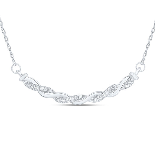 10kt White Gold 1/10 Cttw Natural Diamond 8.10mm Necklace, Length: 18 Inch
