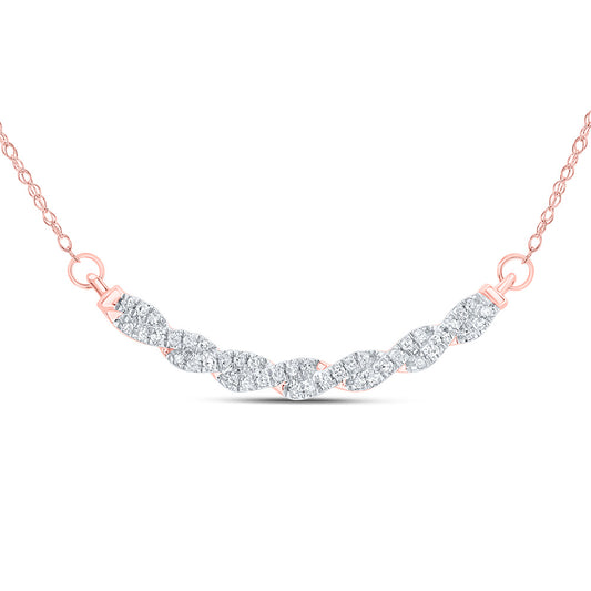 10kt Rose Gold 1/5 Cttw Natural Diamond 8.10mm Necklace, Length: 18 Inch