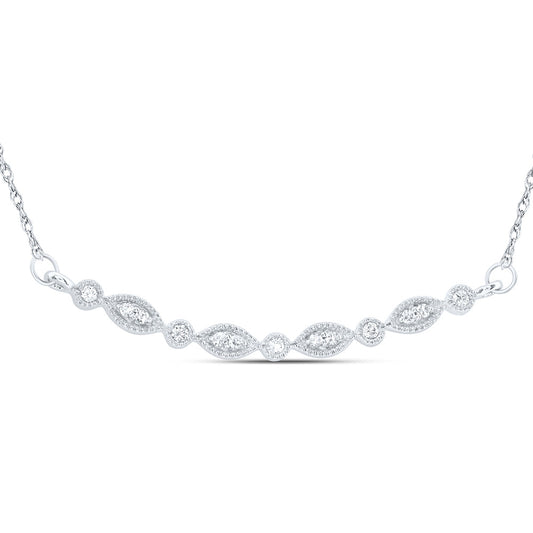 10kt White Gold 1/8 Cttw Natural Diamond 8.30mm Necklace, Length: 18 Inch