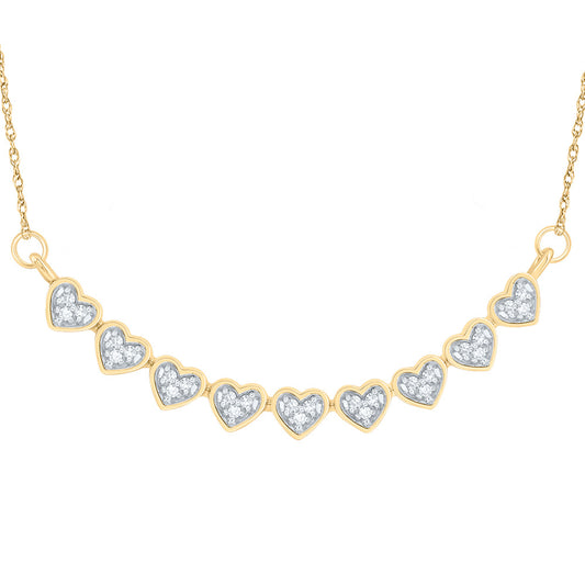 10kt Yellow Gold 1/10 Cttw Natural Diamond 8.80mm Heart Necklace, Length: 18 Inch