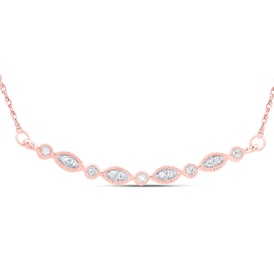 10kt Rose Gold 1/8 Cttw Natural Diamond 8.30mm Necklace, Length: 18 Inch