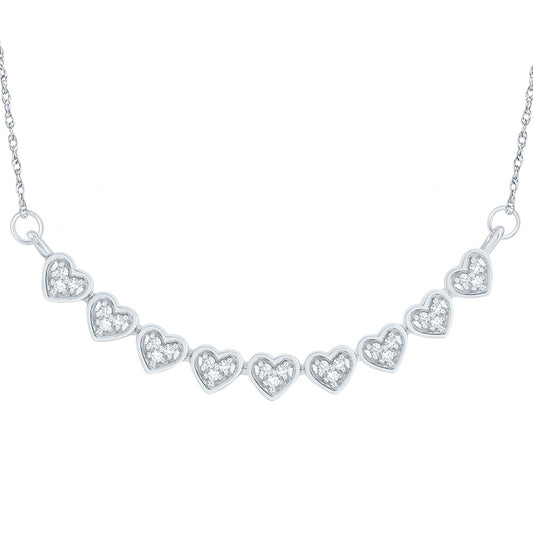 10kt White Gold 1/10 Cttw Natural Diamond 8.8mm Heart Necklace, Length: 18 Inch