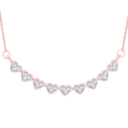 10kt Rose Gold 1/10 Cttw Natural Diamond 8.80mm Heart Necklace, Length: 18 Inch