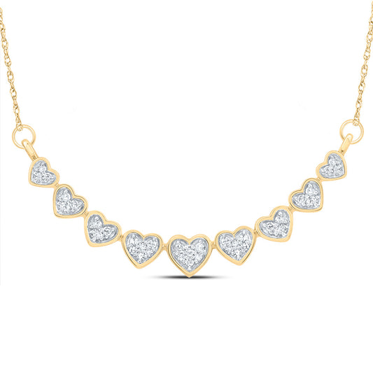 10kt Yellow Gold 1/6 Cttw Natural Diamond Heart Necklace, Length: 18 Inch
