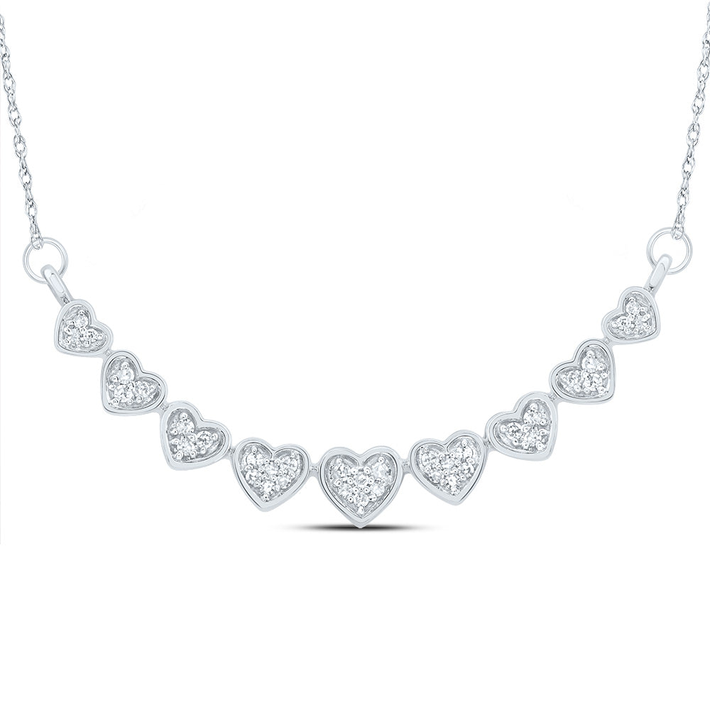 10kt White Gold 1/6 Cttw Natural Diamond Heart Necklace, Length: 18 Inch