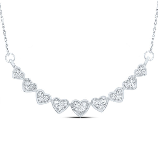 10kt White Gold 1/6 Cttw Natural Diamond Heart Necklace, Length: 18 Inch