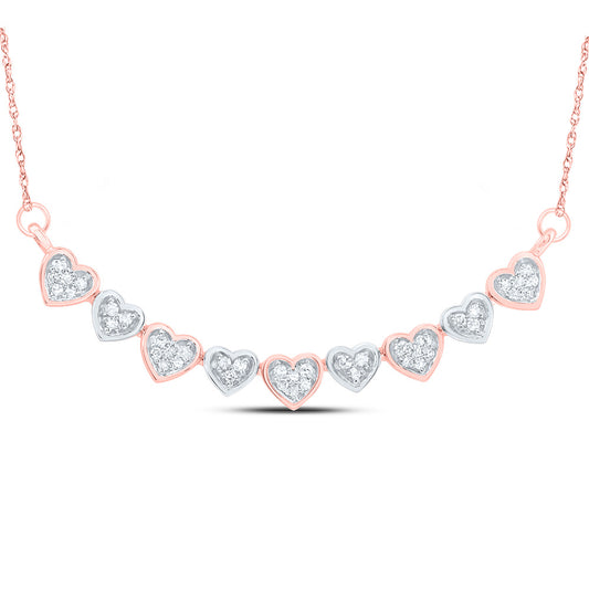 10kt Rose Gold 1/5 Cttw Natural Diamond Heart Necklace, Length: 18 Inch