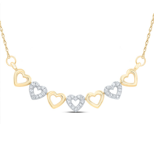 10kt Yellow Gold 1/8 Cttw Natural Diamond Heart Necklace, Length: 18 Inch