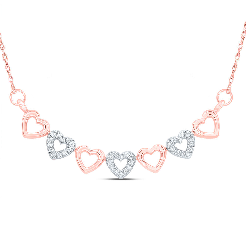 10kt Rose Gold 1/8 Cttw Natural Diamond Heart Necklace, Length: 18 Inch