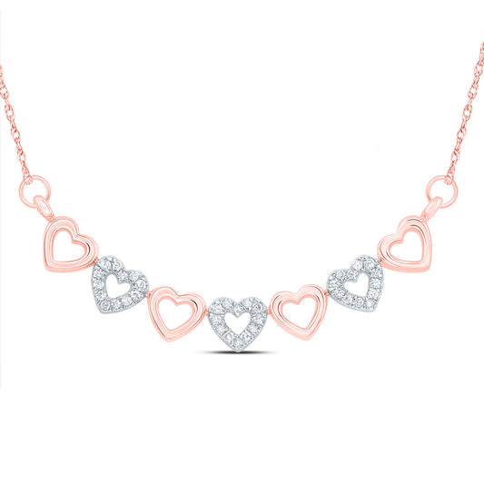 10kt Rose Gold 1/8 Cttw Natural Diamond Heart Necklace, Length: 18 Inch