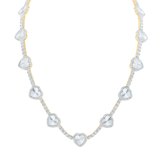 10kt Yellow Gold 4 1/4 Cttw Natural Diamond Fashion Heart Necklace, Length: 18 Inch