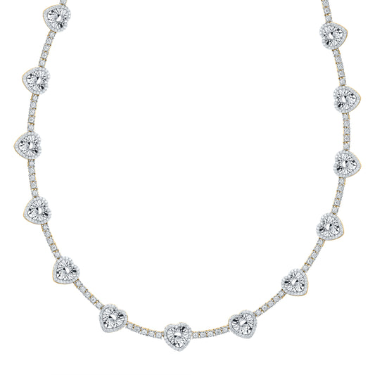 14kt Yellow Gold 4 1/3 Cttw Natural Diamond Fashion Heart Necklace, Length: 18 Inch
