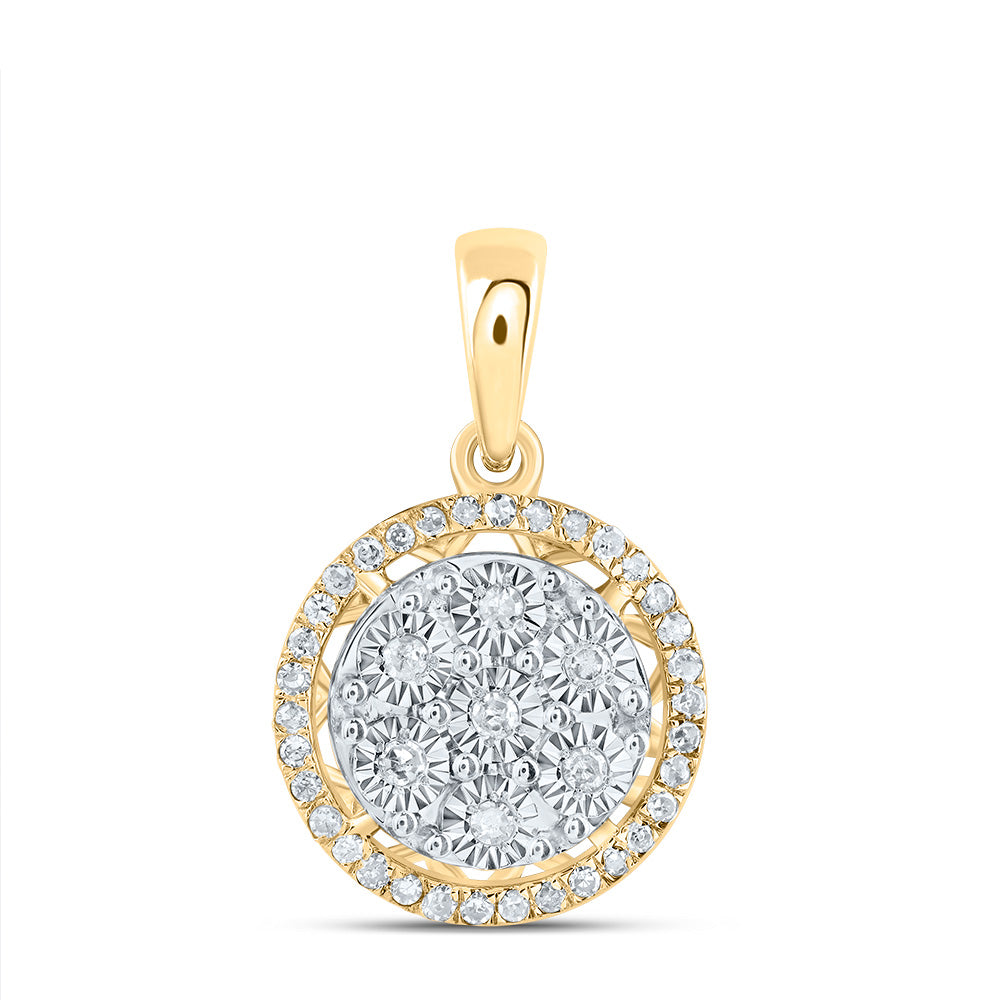 10kt Yellow Gold 1/6 Cttw Natural Diamond Round Pendant