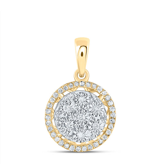 10kt Yellow Gold 1/6 Cttw Natural Diamond Round Pendant