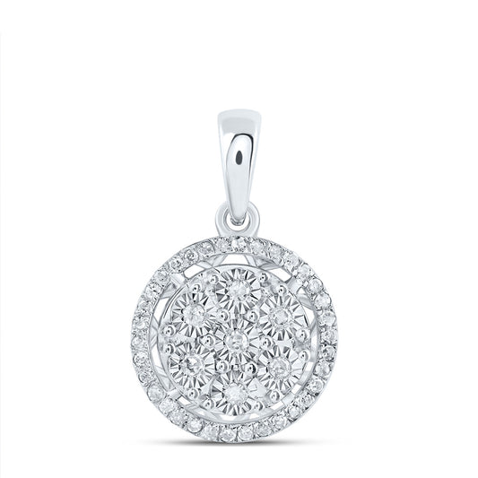 10kt White Gold 1/6 Cttw Natural Diamond Round Pendant