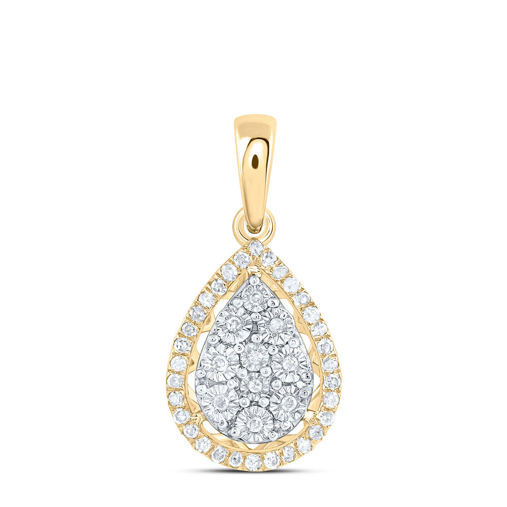 10kt Yellow Gold 1/8 Cttw Natural Diamond Pear Pendant