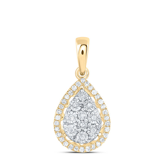 10kt Yellow Gold 1/8 Cttw Natural Diamond Pear Pendant