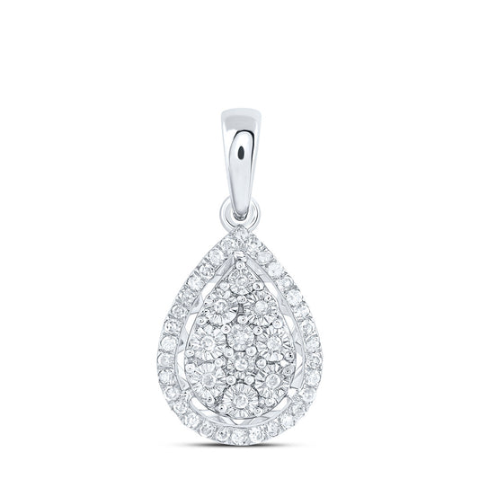 10kt White Gold 1/8 Cttw Natural Diamond Pear Pendant
