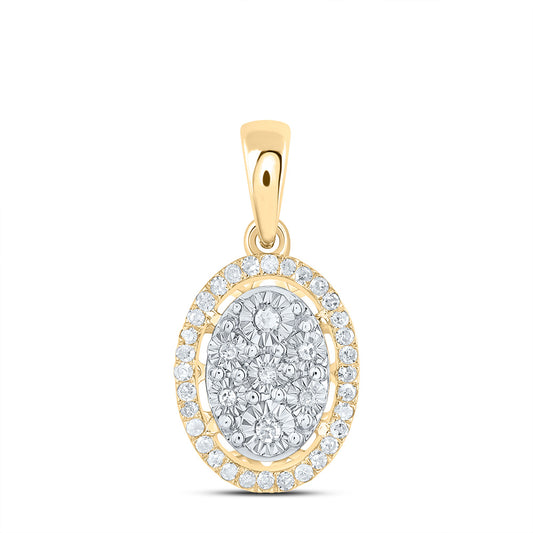 10kt Yellow Gold 1/8 Cttw Natural Diamond Oval Pendant
