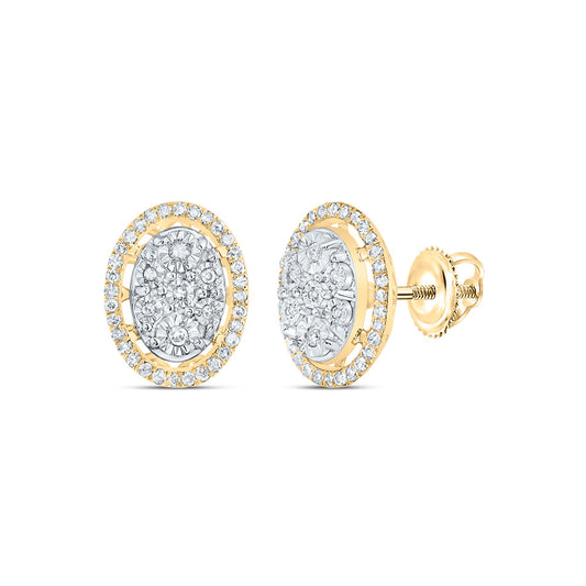 10kt Yellow Gold 1/4 Cttw Natural Diamond Oval Stud Earring