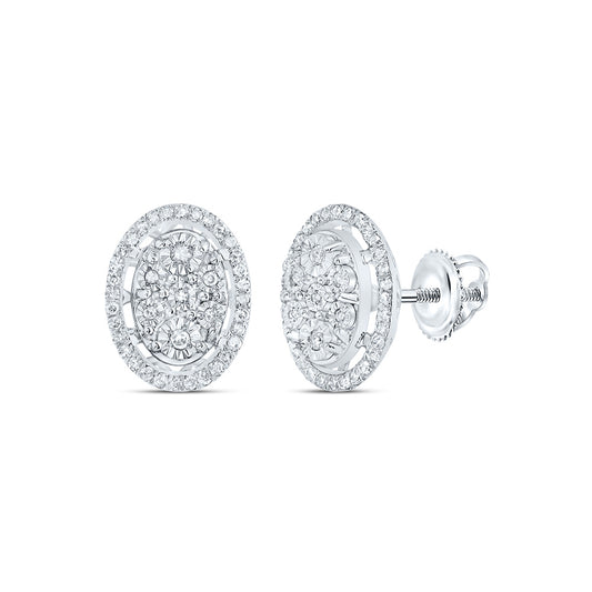 10kt White Gold 1/4 Cttw Natural Diamond Oval Stud Earring