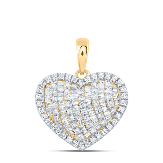 10kt Yellow Gold 1/2 Cttw Natural Diamond Fashion Heart Pendant
