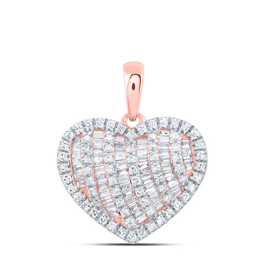 10kt Rose Gold 1/2 Cttw Natural Diamond Fashion Heart Pendant