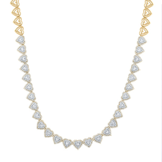 14kt Yellow Gold 4 1/4 Cttw Natural Diamond Heart Necklace, Length: 17 Inch