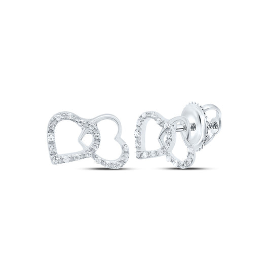 Sterling Silver 1/10 Cttw Natural Diamond Heart Stud Earring