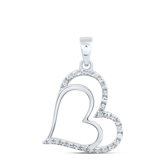 Sterling Silver 1/10 Cttw Natural Diamond Heart Pendant
