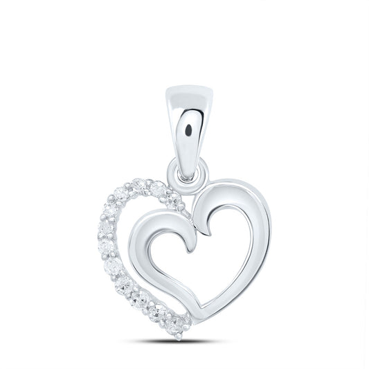 Sterling Silver 1/20 Cttw Natural Diamond Heart Pendant