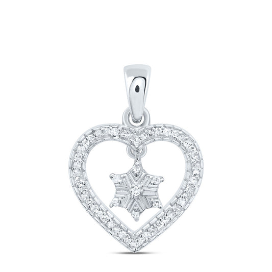Sterling Silver 1/10 Cttw Natural Diamond Heart Pendant