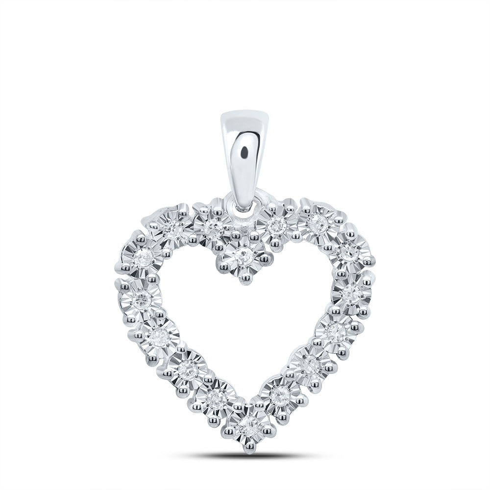 Sterling Silver 1/10 Cttw Natural Diamond Heart Pendant