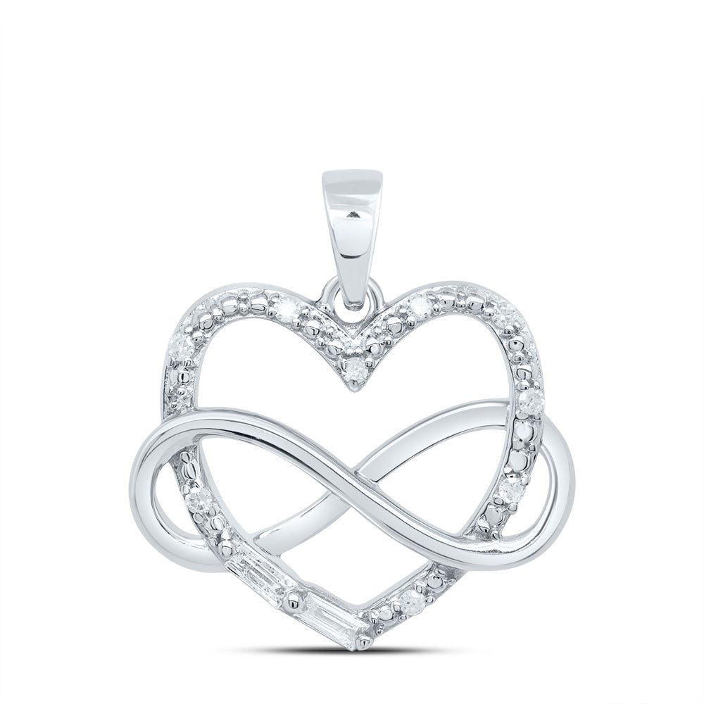 Sterling Silver 1/10 Cttw Natural Diamond Infinity Heart Pendant