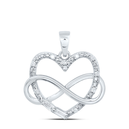 Sterling Silver 1/10 Cttw Natural Diamond Infinity Heart Pendant