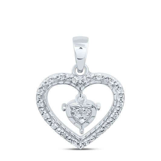 Sterling Silver 1/10 Cttw Natural Diamond Heart Pendant